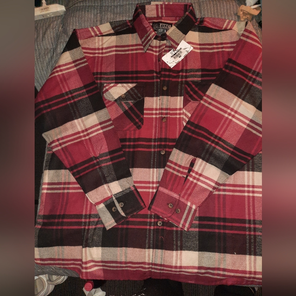 Men's Red and Black Checkered Shirt